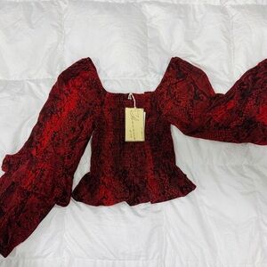 Elegant Red Snake Print Blouse